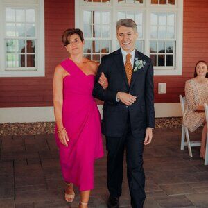 Teri Jon Pink Stretch Crepe Side Drape Dress Size 6